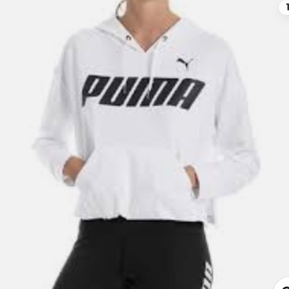 Puma NWOT cropped hooded sweatsuit white with black logo